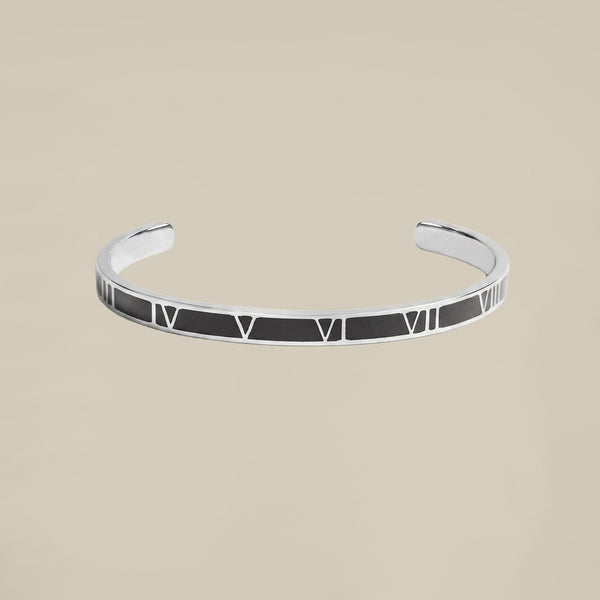 Roman Numerals Silver Bangle