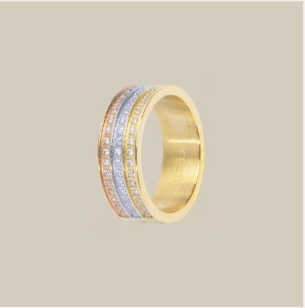 Triple Crystal Line Gold Ring