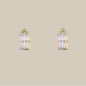 Triple Crystal Line Gold Earrings