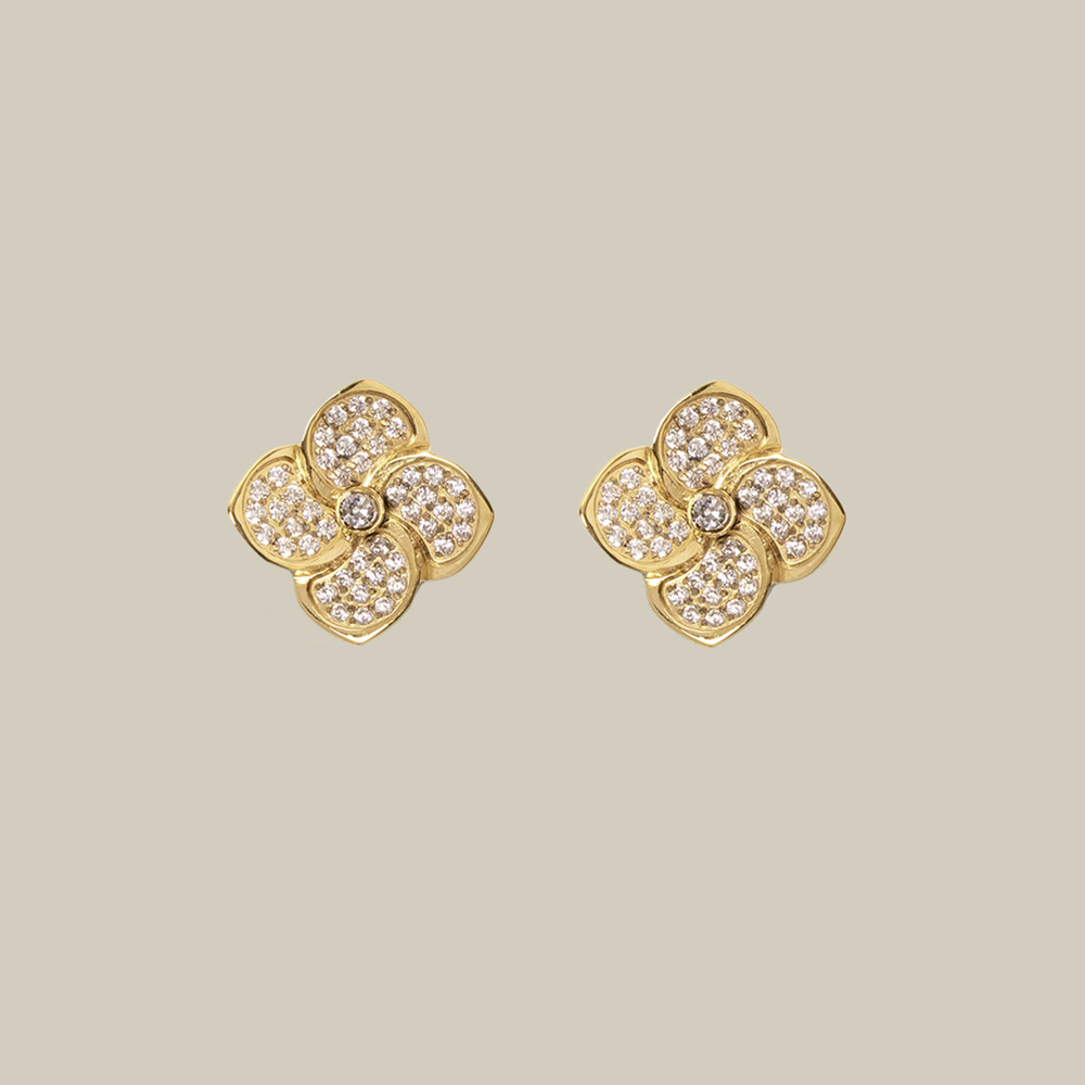 Jasmine Crystal Gold Earring