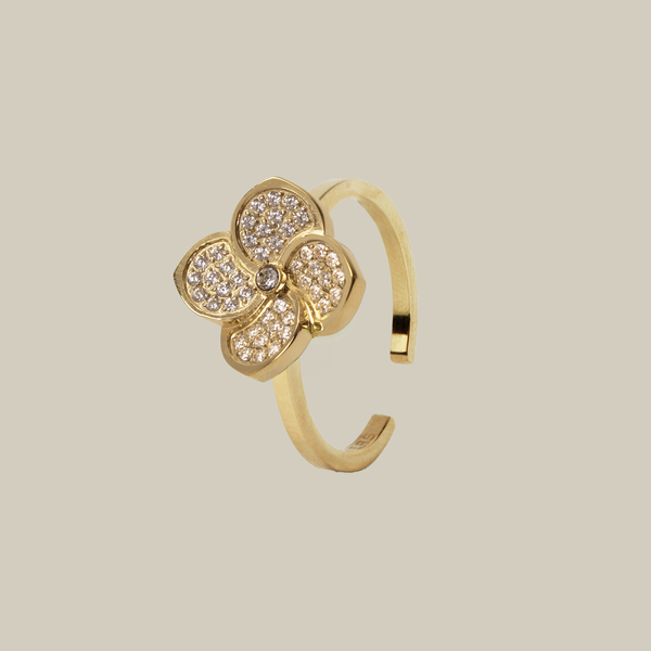 Jasmine Crystal Gold Ring